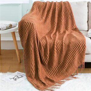 Knitted Throw Blanket for Couch and Bed, Soft & Cozy Knit Blanket Lightweight